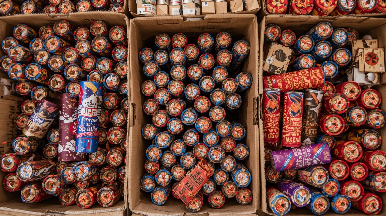 Regionaal Nieuws Een Afbeelding Van Dozen Waarin Vuurwerk Met Veel Vuurpijlen En Gevaarlijk Knalvuurwerk. 3